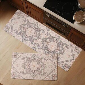 FRESHMINT Anti Fatigue Kitchen Mats Set Waterproof Cushioned Boho Rugs
